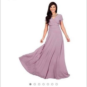 Blush colored long and flowy dress